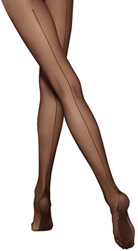 Gatta Women’s SHEER BLACK TIGHTS WITH BACK SEAM, Lace Print Panty and CUBAN HEEL | CHIARA CLASSIC [Made in Europe] (Nero (Black), 2(S)