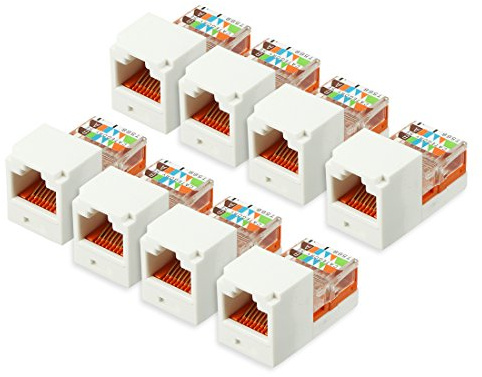 Aexit 8-Pack CAT5E Distribution electrical Keystones Jacks, RJ45 Cat 5E Network Module 10G Ethernet Solution 90 Degree Unshielded