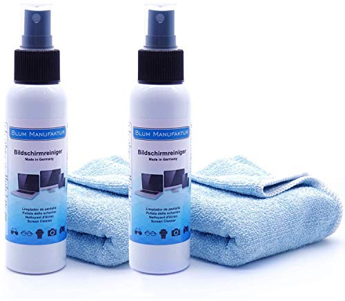 Blum Manufaktur - 2 detergenti per display da 100 ml + 2 panni in microfibra da 30 x 30 cm. Un detergente per schermo per tutti i display.