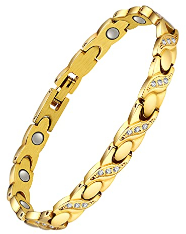 Jeracol Titanstahl magnetische Armbänder für Frauen, magnetische Brazaletes mit 3500 Gauss Magneten, verstellbares magnetisches Handgelenkband mit Entfernungswerkzeug und Schmuck Geschenkbox