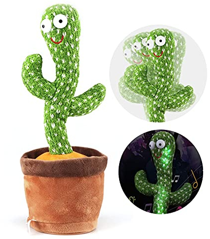 Starhig Dancing Cactus Talking Toy,Wriggle Singing Mimicking Cactus,Repeat What You Say,Sing,Dance,Recording,LED(120 Songs)