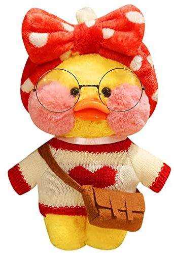 Tittaty Christmas Duck Plüschtier Weihnachten Kostüm Ente Kuscheltier Cartoon Toy Niedlicher Kopfbedeckung Tasche Brille Tolle Weihnachsgeschenke Freunde Geburtstagsgeschenk