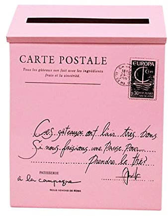 Buzón de Pared para Periódico Revistas Caja Vintage Decoraciones Caseras Galvanizadas, Rosado