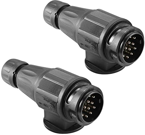 DARKGUARD 13pin Trailer Plug 12v,2Pieces 13 Pin Trailer Plug Waterproof ISO1724, 7 pin Trailer Adapter,13 pin Trailer Connector,7pin Towing Plug, Caravan MalePlug for Van Camion RV Towbar(DG13P-2)