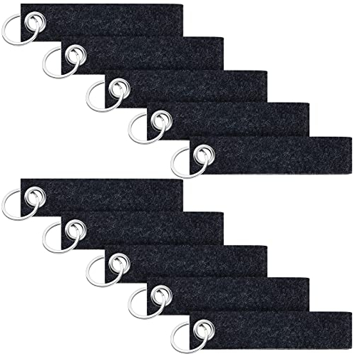 Nuenen Schlüsselanhänger aus Filz mit Ring aus Edelstahl für DIY Dekoration, Handwerk, Schlüsselanhänger aus Filz für Taschen, Auto, Haus, 13 x 3 cm, 20 Stück, Dunkelgrau