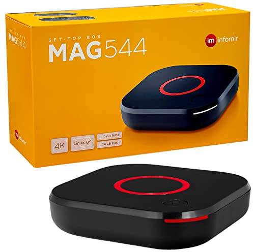 MAG 544 Original Infomir & hb-digital 4K Set Top Box Multimedia Player Internet TV Receiver UHD 60FPS 2160p@60 FPS HDMI 2.1 4K- und HEVC-Unterstützung USB3.0 4X ARM Cortex-A35 + HDMI Kabel