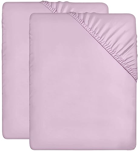 Utopia Bedding - 2er Set Spannbettlaken 160x200cm - Lavendel - Oeko-Tex Zertifiziertes - Gebürstete Mikrofaser Spannbetttuch - 35 cm Tiefe Tasche