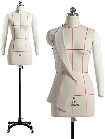 HWSY Forma de Vestido Que se Puede Sujetar con alfileres de Talla Grande para Coser Ropa, Torso de maniquí Femenino con Brazos Blandos, maniquí de modista a Medida sobre Ruedas, tamaño Completo para