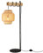 SUNLLOK Boho Rattan Stehlampe für Wohnzimmer, industrielle Bambus Kuchen Lampenschirm Holz Stehlampe mit Fußschalter, moderne schwarze geflochtene hohe Licht für Küche Insel Schlafzimmer Büro