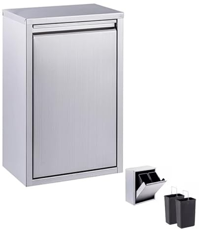 16L Double Pull-Out Poubelle Encastrée Deux Pull-Out Corbeille À Papier Acier Inoxydable Tiroir À Déchets Commercial Poubelle Panier De Stockage, 2 Méthodes D'installation (Argent)