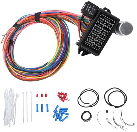 Kit de Faisceau de Câblage 14 Circuits, Fusible à 14 Circuits, Faisceau de Câbles Universel, Muscle Car Hot Rod Street Rat XL, Faisceau de Câbles électriques, Circuit de
