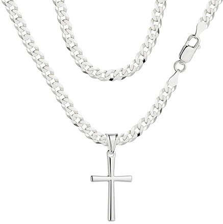 AMAR OPRAVA ketten für herren silber 925 Kreuz Kette herren 70 cm, panzerkette herren 925 silber, königskette- herren schmuck, italienische Qualität