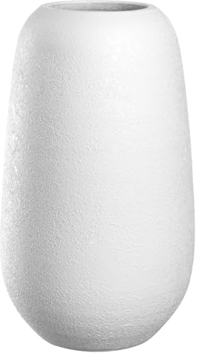 Leonardo Home Trogolo Keramikvase, 1 Stück, Zeitlose Vase aus Keramik, handgemachte Vase für Blumen, ästhetische Blumenvase, Schlichte Blumenstraußvase, elegant, Höhe 30 cm, weiß, 033205