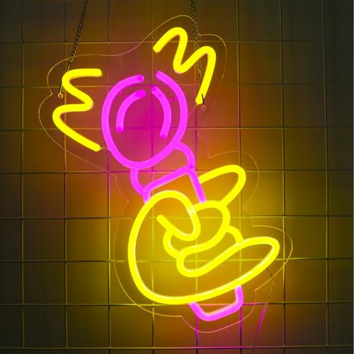 ENUOLI Mikrofon-Neonlicht, Mikrofon-Neonschilder, dimmbares Neonschild, USB-LED-Neonschilder für Schlafzimmer, Mikrofon-Wandschilder für leuchtendes Schild, Geschenk für Studio, Gaming-Raum, Männer,