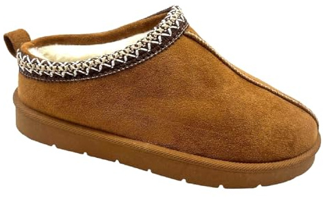 sole london WOMENS WARM FAUX FUR LINED IN OUT DOOR LADIES SLIP ON SLIPPERS SHOES BOOTSf CAMEL