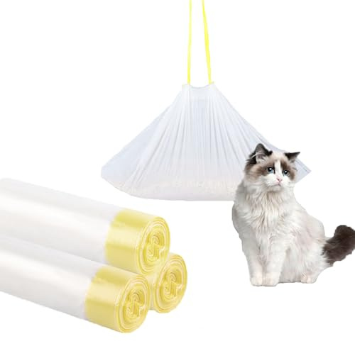 30Pcs Cat Litter Tray Liners - Cat Litter liners with Drawstring Large Scratch Resistant and Leak Proof Litter Bags for Medium Pet Cat Litter Box Liners(58X35CM)