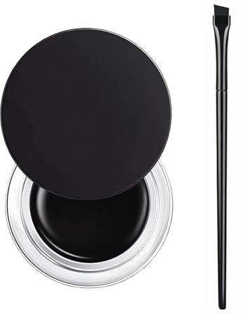 THXFUNAREA Gel Eyeliner,EEyeliner Nero in Crema a Lunga Durata Impermeabile, Pigmenti ad Alta Intensità Trucco per Eyeliner a Prova di Sbavature,Waterproof con Pennell Nero