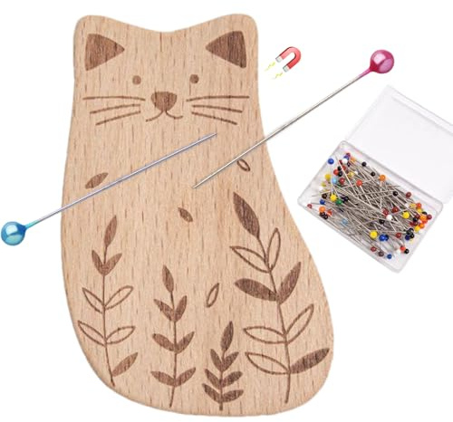 Cuscino magnetico per spille, a forma di animale, multiuso, con 100 spilli, organizer per graffette per trapuntatura, sartoria, artigianato