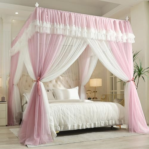 Baldacchino per Letto A Baldacchino,Baldacchino per Letto Matrimoniale,Tende per Letto da Principessa,Tende A 4 Montanti Angolari per Letto,Tende A Baldacchino A 3 Montanti
