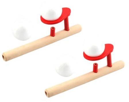 UKCOCO 2 Juegos Bolas de Madera Flotantes para Juguete Educativo de Soplado para Coordinación y Desarrollo Motriz para Actividades Familiares y Mejorar la Relación