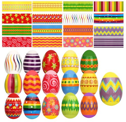 LEMESO Decorazioni per Uova di Pasqua, 16 Motivi, 32 pz, Adesivi Termorestringenti per Uova Pasqua, Adesivi Termoretraibili Pasquali, Decorazioni Pasquali