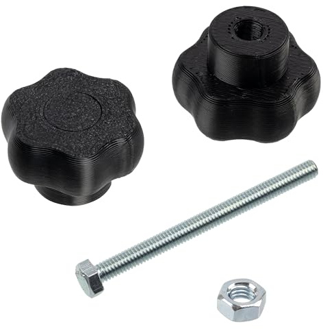 AERZETIX - Set di 20 manopole di serraggio M4 a forma di stella in plastica nera + 10 viti a 6 punti M4x50 mm e 10 dadi esagonali M4 | corsa di serraggio massima 30 mm