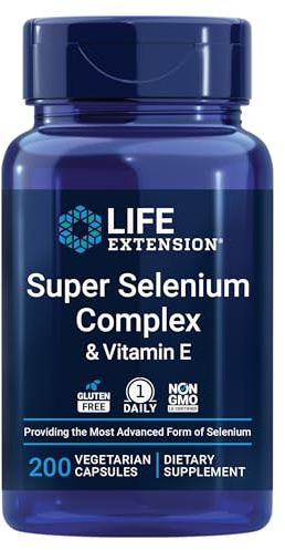 Life Extension Super Selenium Complex, 200 mcg – 3 Forms of Selenium, Vitamin E – Cellular Health & Longevity Support – Gluten-Free, Non-GMO, Vegetarian, 1 Daily – 200 Capsules