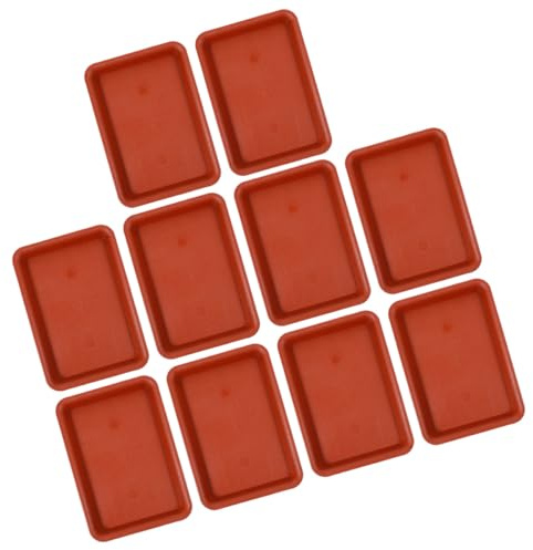 COLLBATH 10 Bandejas Rectangulares para Macetas de Plástico, Platillos para Plantas Recolector de Agua, Bandejas Inferiores para Bonsáis, Uso Interior y Exterior, Color Rojo Ladrillo