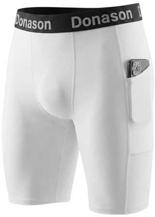 Donason Mallas Cortas Hombre Running Pantalones Cortos de Compresión Básica para Hombre Mallas con Bolsillo de Secado Rápido Ajustados Transpirable Deporte Pantalones para Gimnasio Baloncesto Gym