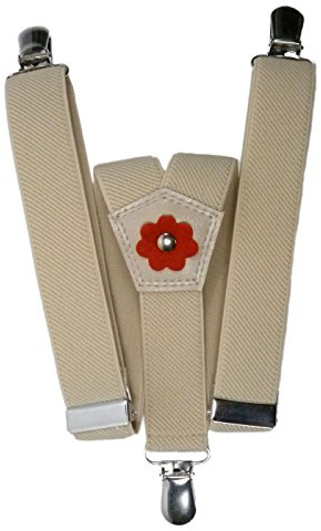 Olata Bretelle per Bambina a Forma di Y, Elastiche, con Design Floreale (1-5 Anni), 2,5 cm. Crema Chiaro