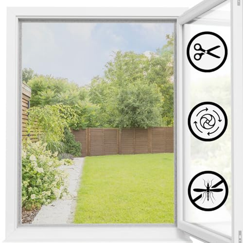 Fliegengitter, Tüll, Klettverschluss, Fenster – L 1000 mm x H 1000 mm
