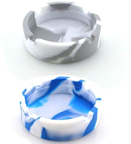 2Pack Silicone Ashtray, JCSMARTEC Unbreakable Rubber High Temperature Heat Resistant Portable for Office Home Decor (Round)