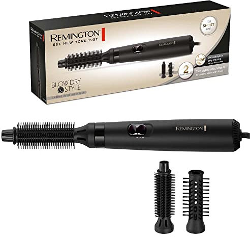 Remington Warmluftbürste [inkl. 2 Aufsätze: 19mm & 25mm Rundbürste] Blow Dry&Style (trocknet & stylt für Form & Fülle ideal bei kurzem Haar) 2 Heiz-&Gebläsestufen, Airstyler AS7100, Schwarz