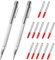 2Pcs Tungsten Carbide Tip Scriber with 12 Replacement Marking Tip, Aluminium Magnet Carbide Scribe Tool Etching Pen with Clip, Metal Engraving Pen for Glass/Ceramics/Hardened Steel/Metal Sheet