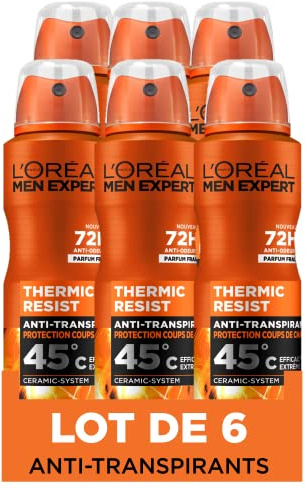L'Oréal Paris Men Expert Thermic Resist - Desodorante en spray (150 ml, 6 unidades)