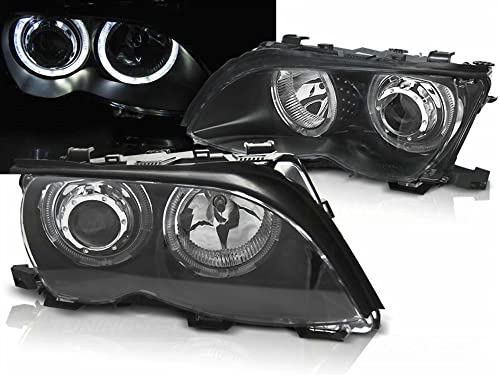 CR-Lights LED Angel Eyes Scheinwerfer Set schwarz für BMW E46 2001-03.2003 Limo Touring, (LPBMG3)