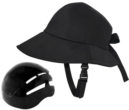 SM SunniMix Bicycle Helmet Hat Shaped Helmet Safety 58-60cm Sun Hat Bike Helmet Hat Type Helmet for Women's Unisex School Cycling Riding, Black