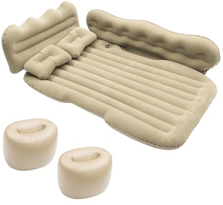 A ABSOPRO Car Air Mattress Sleeping Map with Pillows for Car Travel Beige