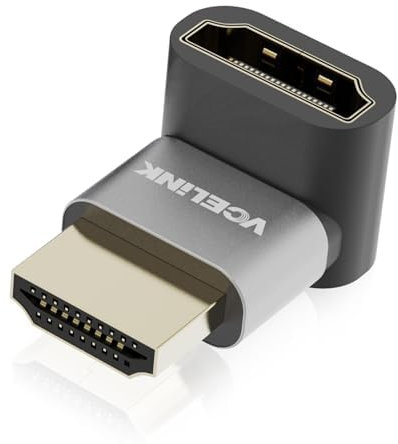 VCELINK HDMI 270 Grados, Compatibles con 8K@60Hz/4K@120Hz, Adaptador HDMI a HDMI en Ángulo Recto, Ideales para Espacios Reducidos y para Proteger HDMI Cables, Paquete de 1 Unidad