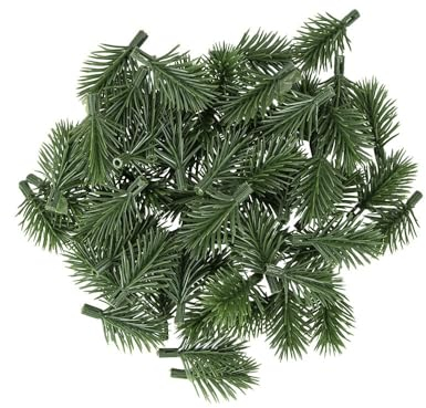 Ideen mit Herz Rami di abete decorativi, verde, lunghezza 4 cm, 60 pezzi, rami di abete artificiali, decorazione per corona dell'Avvento, verde abete