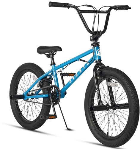 AVASTA Bicicleta BMX Estilo Libre para niños de 20 Pulgadas, para niños de 6 7 8 9 10 11 12 13 14 años, niñas, Adolescentes Principiantes con 4 Clavijas y giroscopio de 360 ​​Grados, Azul