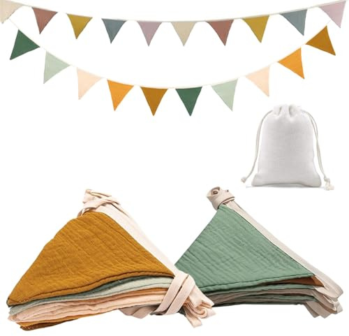 2 Stück Wimpelkette Outdoor Beidseitig, Wimpelkette Babyzimmer Deko, Wimpelkette Hausbett, Lang2 .6m, Wimpelgirlande Girlande Geburtstag Bunt Banner Party Wanddeko, für Hausbett, Wanddeko Geschenk