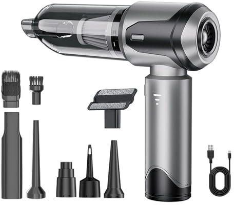 Aspirador de Mano Potente 20000Pa , 4 en 1Aspiradora de Mano Sin Cable ,Con 2 Filtros Lavables, 6000mAh Mini Aspirador Portátil Para Coche, Ideal Para Limpiar el Hogar, el Coche y el Pelo de Mascotas.