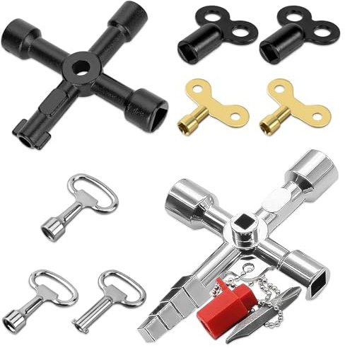 WanderGo Set di 9 chiavi di sfiato del riscaldamento, chiavi universali per rubinetto, chiavi di sfiato per radiatori, chiavi triangolari per radiatori, contatori elettrici e ascensori