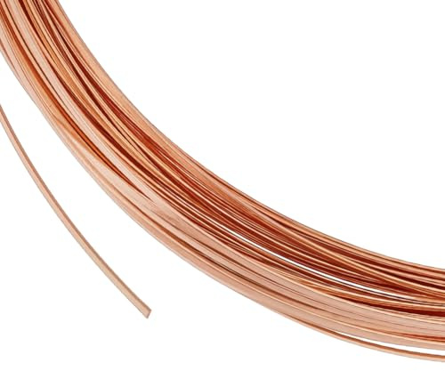 BENECREAT Filo di Rame Piatto Calibro 12mX0.2mm, Filo per Gioielli Piatto Da 0.6mm di Larghezza, Resistente All'Ossidazione, per La Creazione di Gioielli Fai Da Te