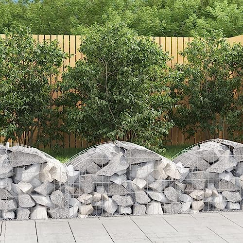 HaoChrymec Gabion à Arceau Haut with Fer Galvanisé, Construction Robuste, Parterre Surélevé en Gabion, Panier à Pierre, Jardinière à Gabion, Jardin, Terrasse, 100 x 50 x 40/60 cm