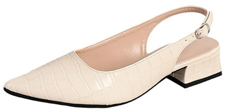 Zapatos De Tacón para Mujer Punta Afilada Slingback Tacón Bajo De Bloque 3cm Vintage Cómodos Correa Tobillo Moño para Boda Citas Fiesta Oficina Trabajo Negocios Diario