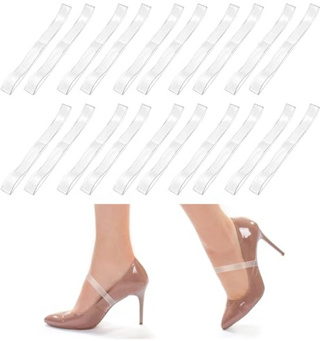 Axafazup 10 Pairs Transparent Invisible High Heel Shoe Straps Transparent Shoe Straps for Heels, Anti-Loose Ankle Straps for Women to Secure Loose High Heels