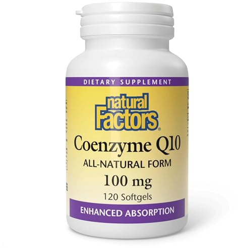 Natural Factors Coenzyme Q10 - Antioxidant Support Supplement Supports Cellular Energy Production - Better Absorption Aids Healthy Heart Function - 100 mg, 120 Softgels (120 Servings)
