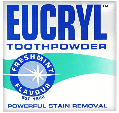 Eucryl Freshmint Toothpowder, Tooth Whitening Powder, Powerful Stain Remover, For Tobacco, Tea, Coffee & Wine Stains, Unique Polishing Action, 1 x 50g
